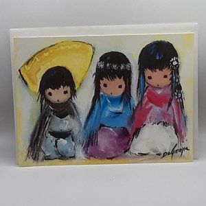Wee Three Ted De Grazia Blank Greeting Card Collectible Frameable Art Vintage